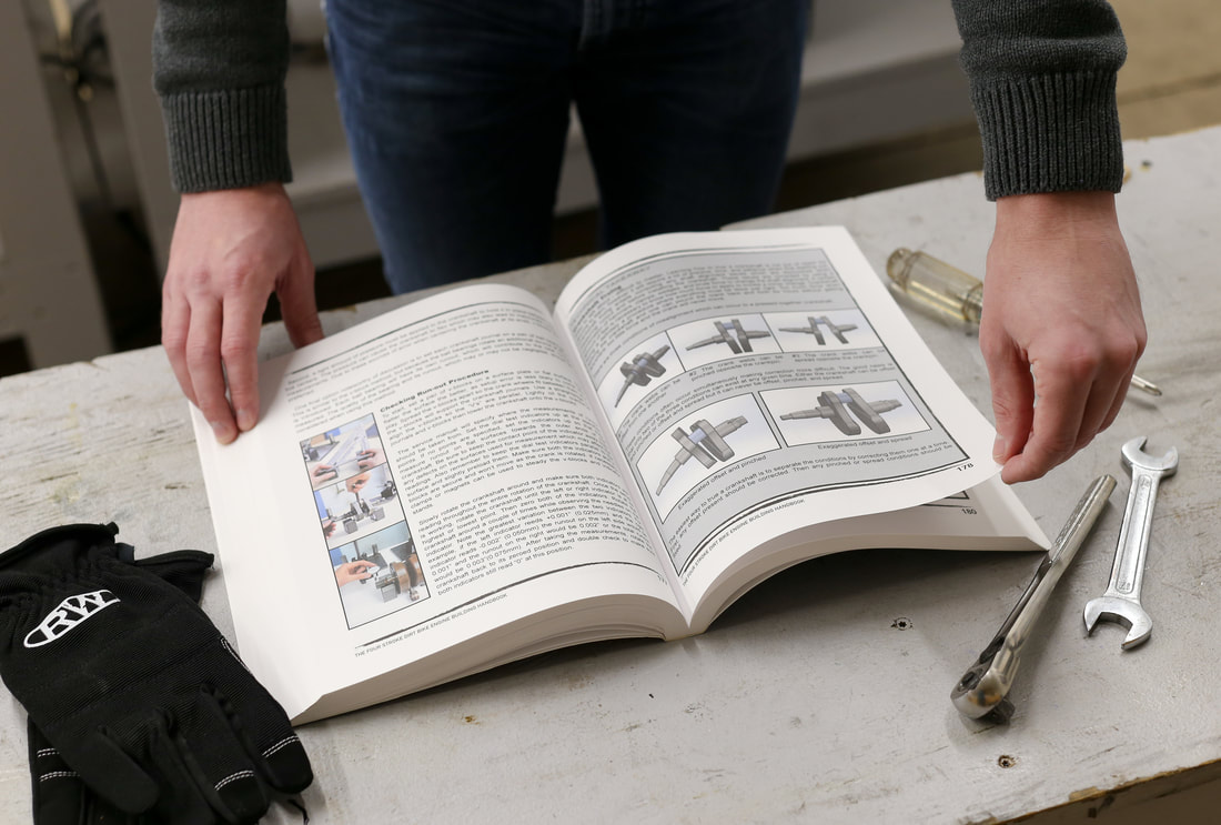 The interior pages of The Four Stroke Dirt Bike Engine Building Handbook